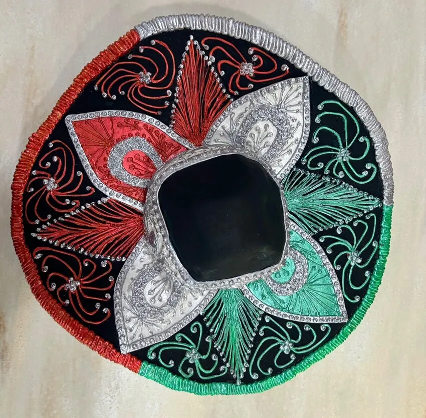 Painted chocolate sombrero with decorative patterns