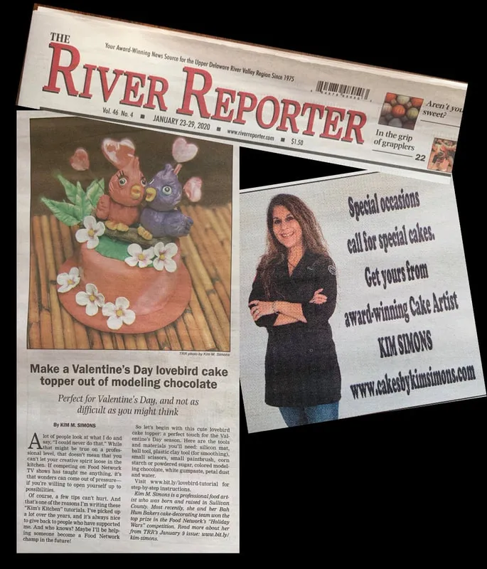 River Reporter article about making a Valentine's Day lovebird cake topper by Kim Simons.