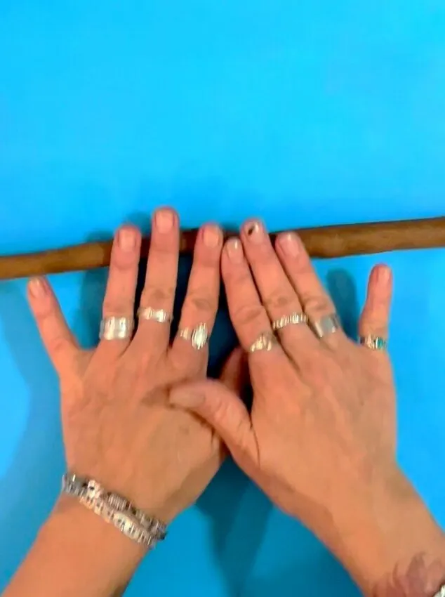 Hands rolling gingerbread dough into a long cylinder.